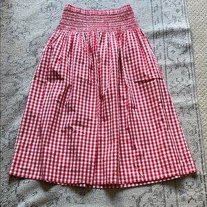 RHODE Red Checkered A-Line Skirt